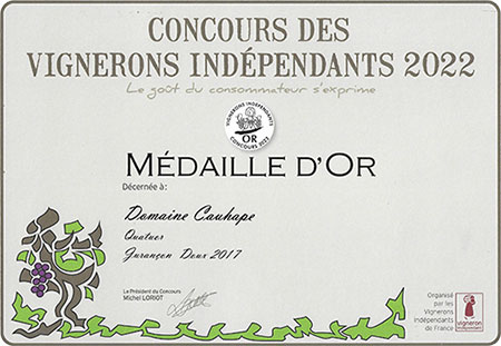 Quatuor - Medialle d'Or au concours 2022 des vignerons independants Quatuor - Medialle d'Or au concours 2022 des vignerons independants